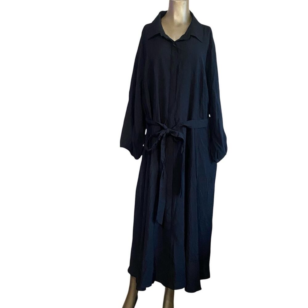 Torrid NWT Midi Hammered Rayon Button Front Shirt Dress Black Plue Size 2 / 2X - Picture 3 of 8